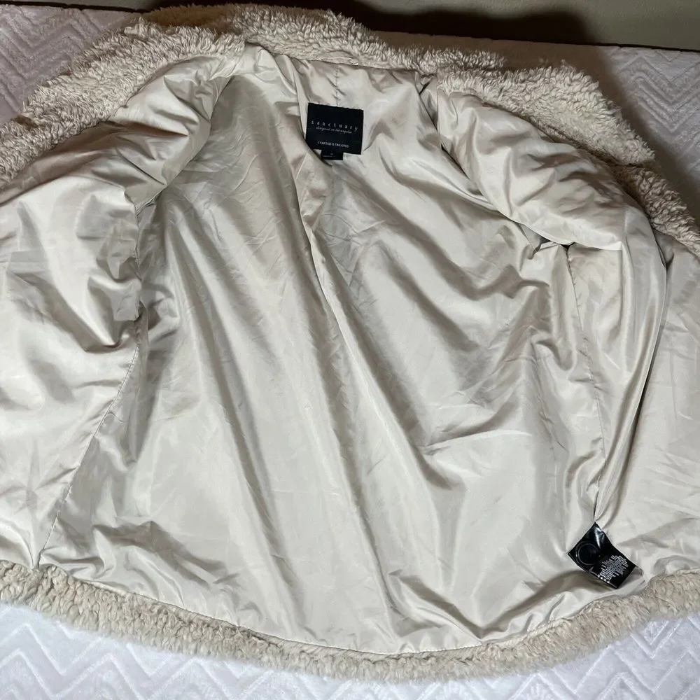 Sanctuary Sherpa Jacket Size‎ M Teddy Bear Coat Beige Anthropologie - Picture 10 of 14